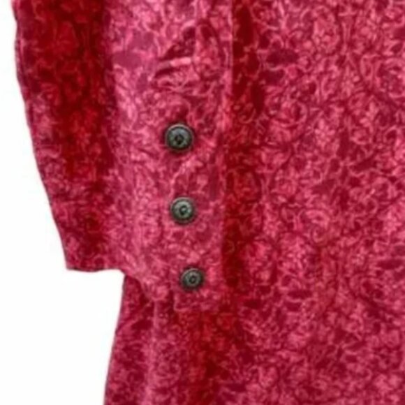 Kuhl Dress Red Print Long Sleeve Faux Wrap Ruched Display// Sample//New - Picture 7 of 11